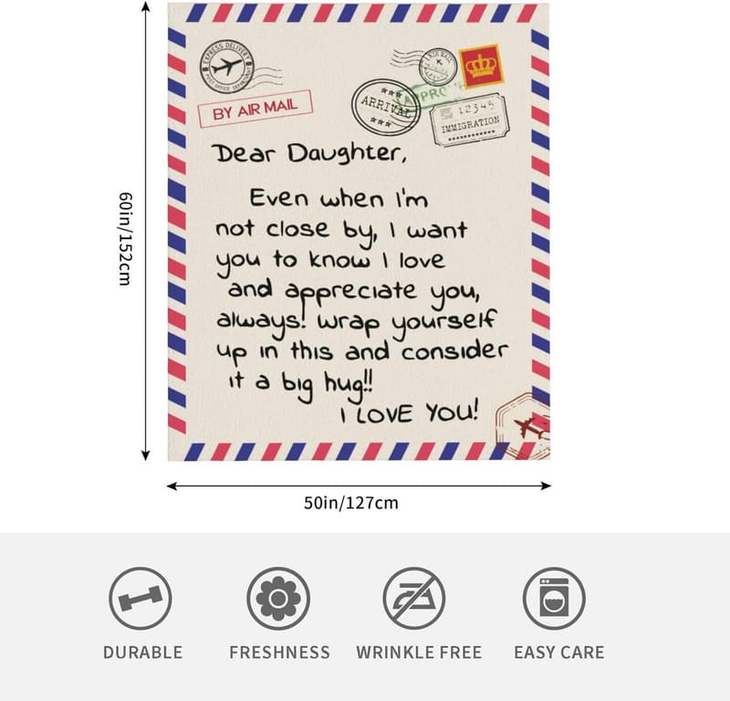 Birthday Blanket Gift for Daughter - Soft Flannel Throw (50”x60”)