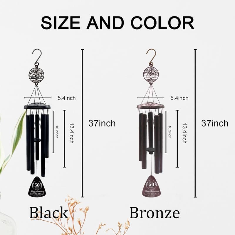 60th Anniversary Custom Wind Chime Gift for Couples