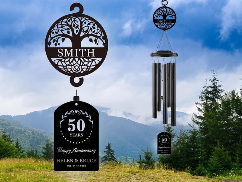 Custom Wind Chime - Personalized Anniversary Gift for Couples