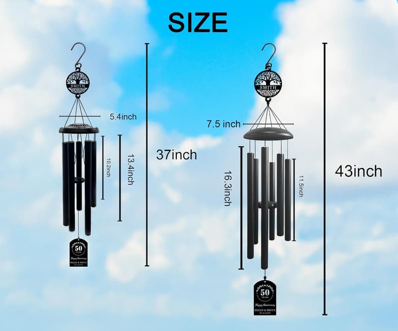 Custom Wind Chime - Personalized Anniversary Gift for Couples