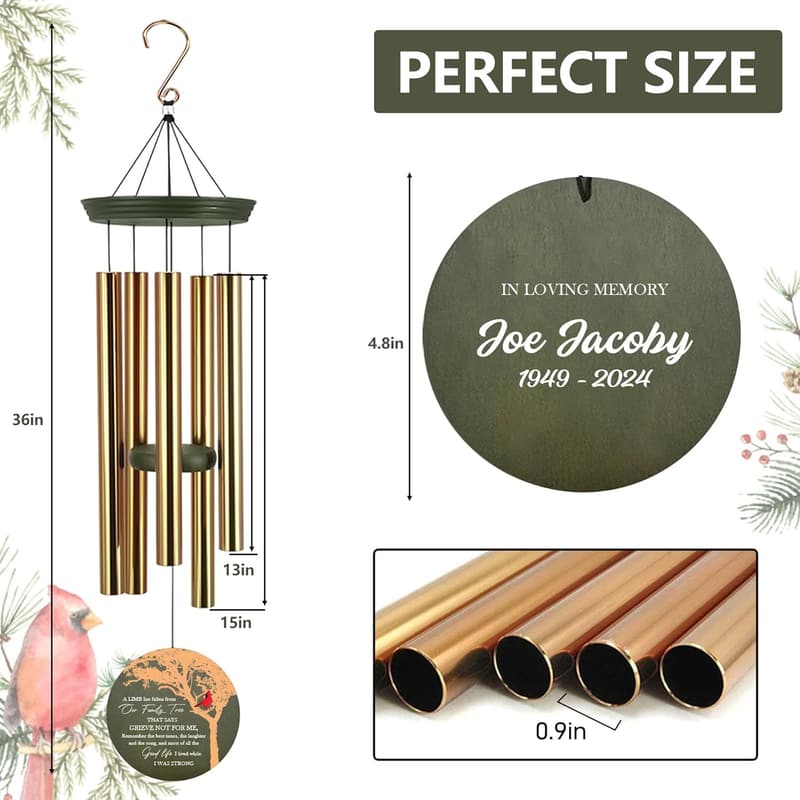 Personalized Memorial Wind Chimes for Loss of Loved One