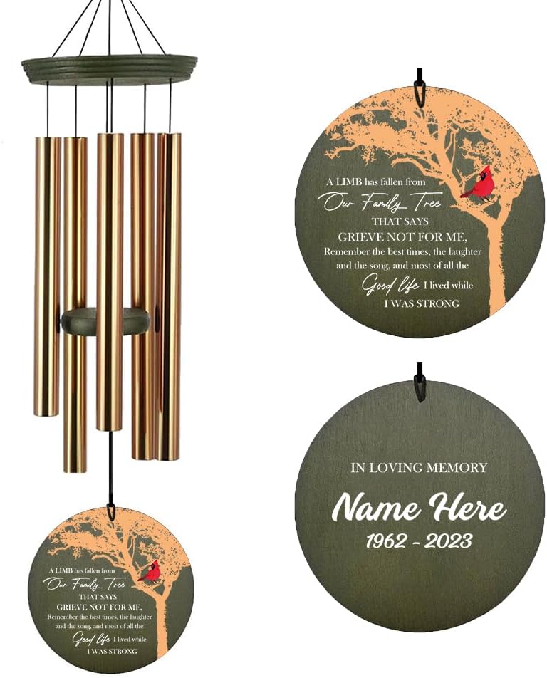 Custom 36-Inch Sympathy Wind Chimes for Memorial Remembrance