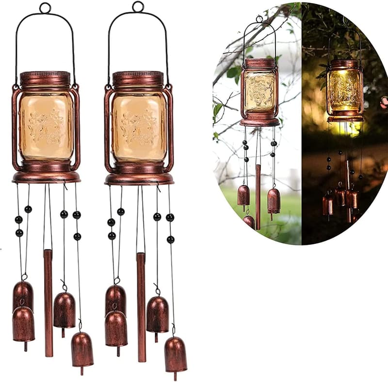 Solar Wind Chimes - 2 Pack Garden Lights for Mom & Grandma
