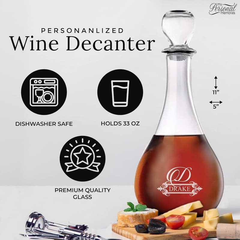 Personalized Wine Decanter with Custom Monogram