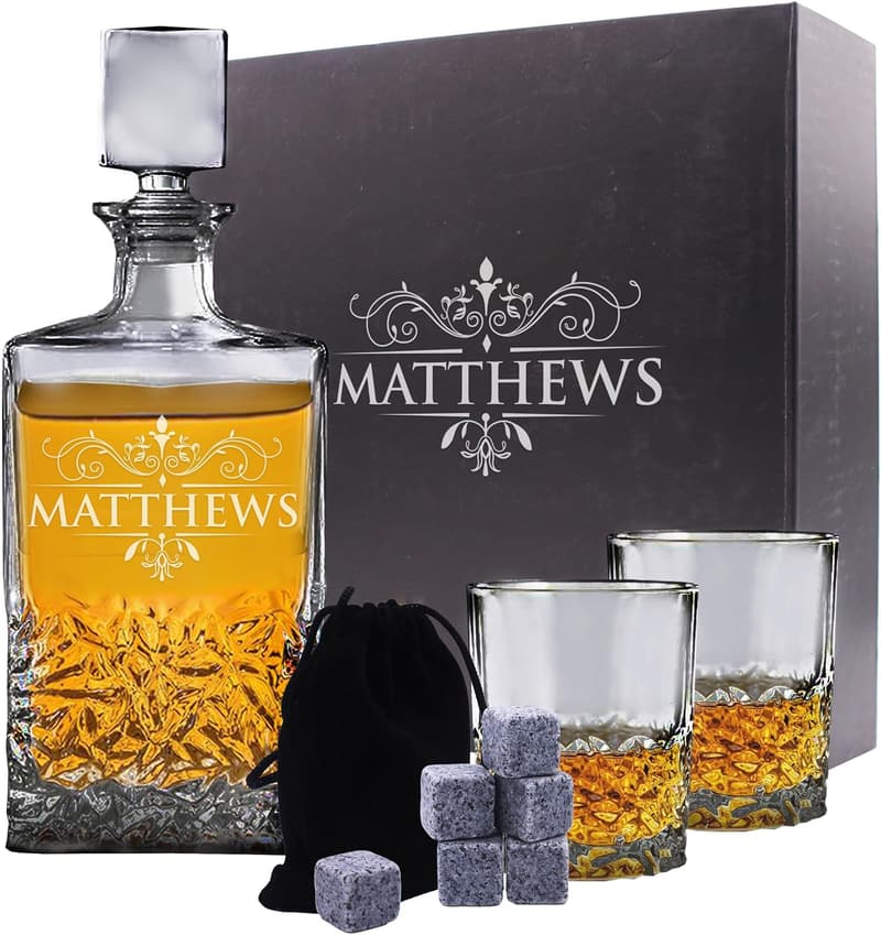 Personalized Engraved Decanter Set with 2 Glasses