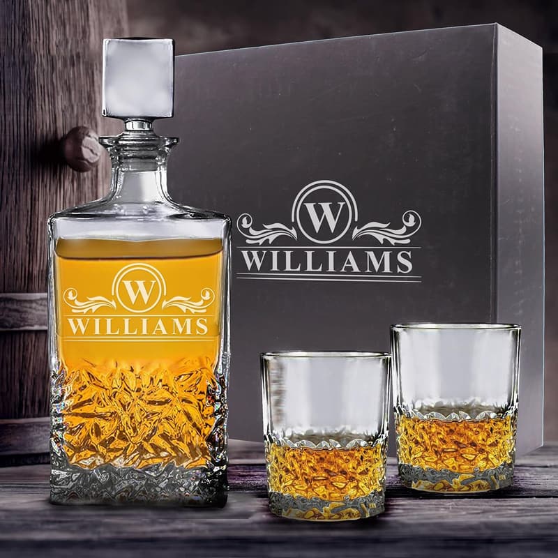 Personalized Engraved Decanter Set with 2 Glasses