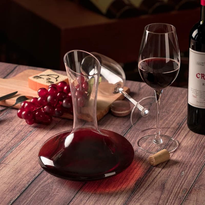Hand-Blown Crystal Wine Decanter Set with Stand and Stopper