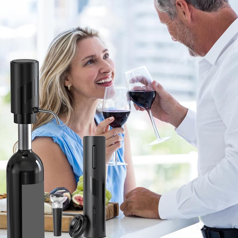 Electric Wine Accessory Set - 4-in-1 Gift for Wine Lovers