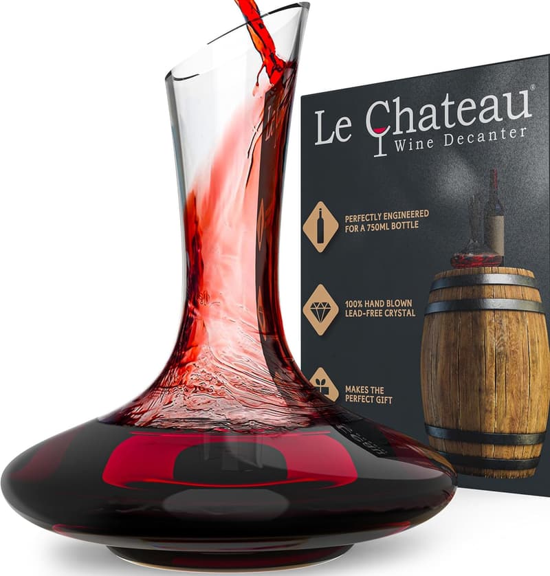 Hand Blown Crystal Wine Decanter with Aerator, 750ml