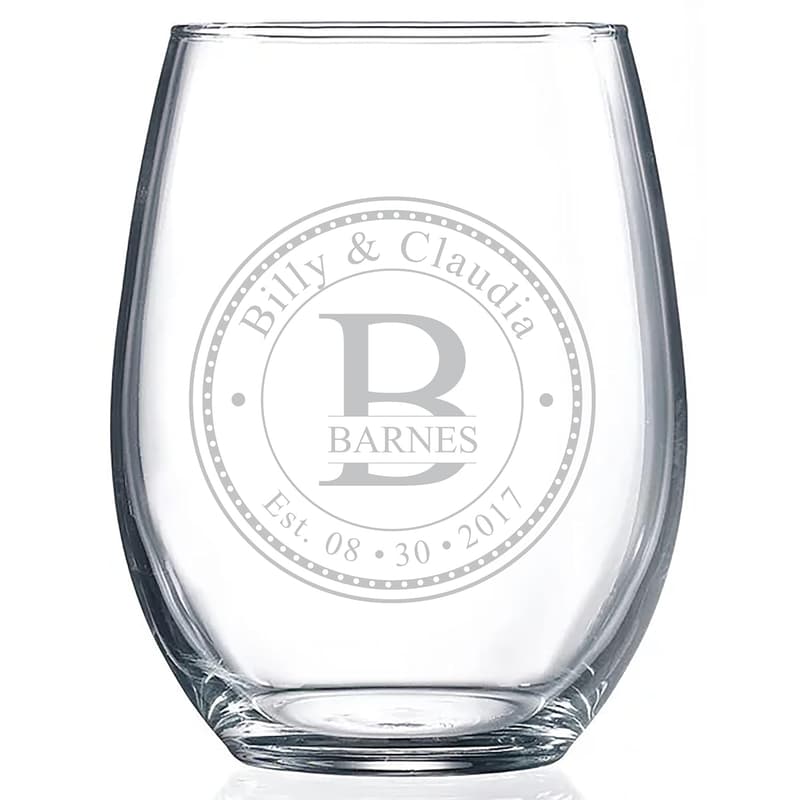 Anniversary Personalized Stemless Wine Glasses - Engraved 21oz