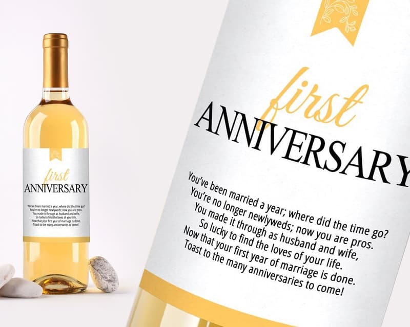 Wedding Milestones Wine Bottle Labels, Set of 5 Waterproof