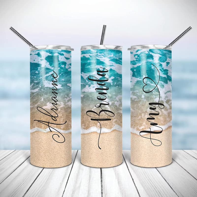 Personalized 20oz Stainless Steel Beach Tumbler for Bridesmaids