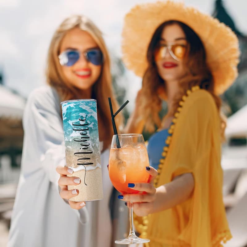 Personalized 20oz Stainless Steel Beach Tumbler for Bridesmaids