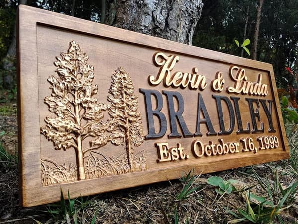 Personalized Rustic Wood Sign for Couples' 5th Anniversary