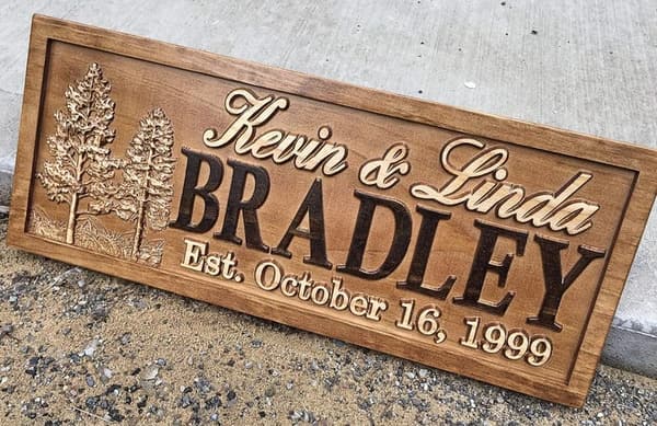 Personalized Rustic Wood Sign for Couples' 5th Anniversary