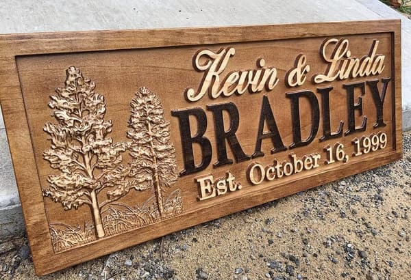 Personalized Rustic Wood Sign for Couples' 5th Anniversary
