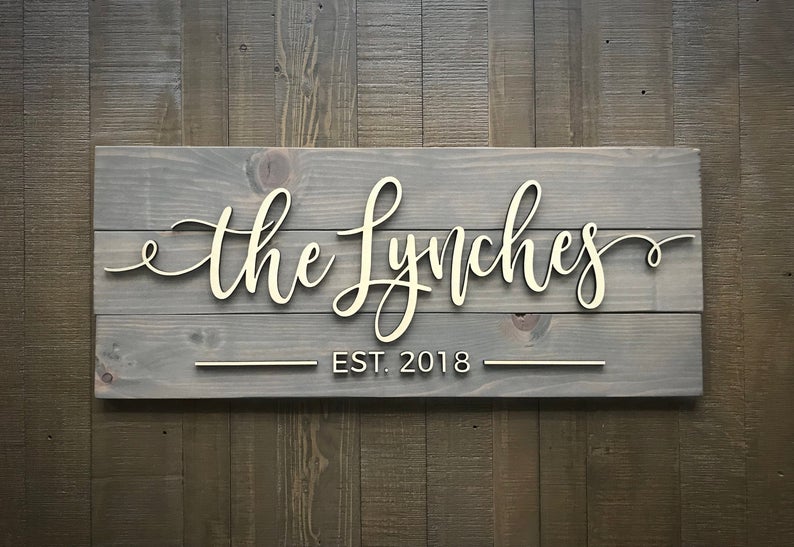 Personalized Wood Sign for Weddings - Custom Established Name Art