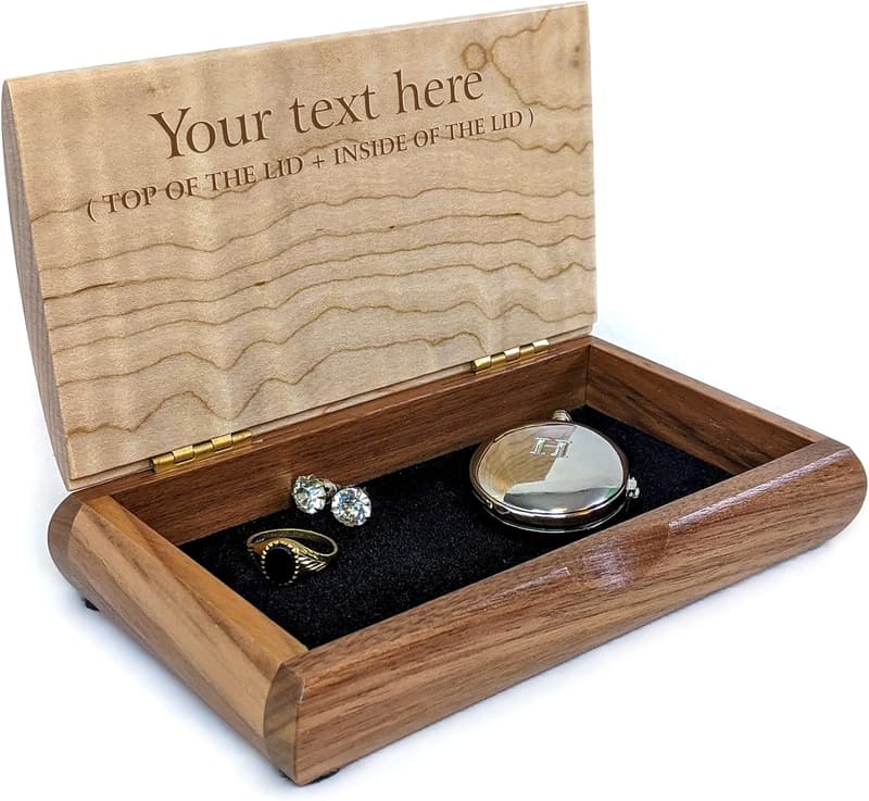 Personalized Handmade Wooden Keepsake Box - Engraved Trinket Organizer