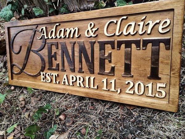 5th Anniversary Personalized Rustic Family Name Sign