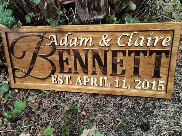 5th Anniversary Personalized Rustic Family Name Sign