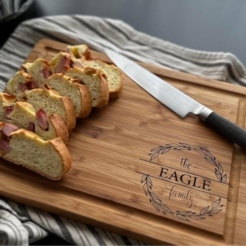 Personalized Bamboo Cutting Board - Engraved Gift for Weddings