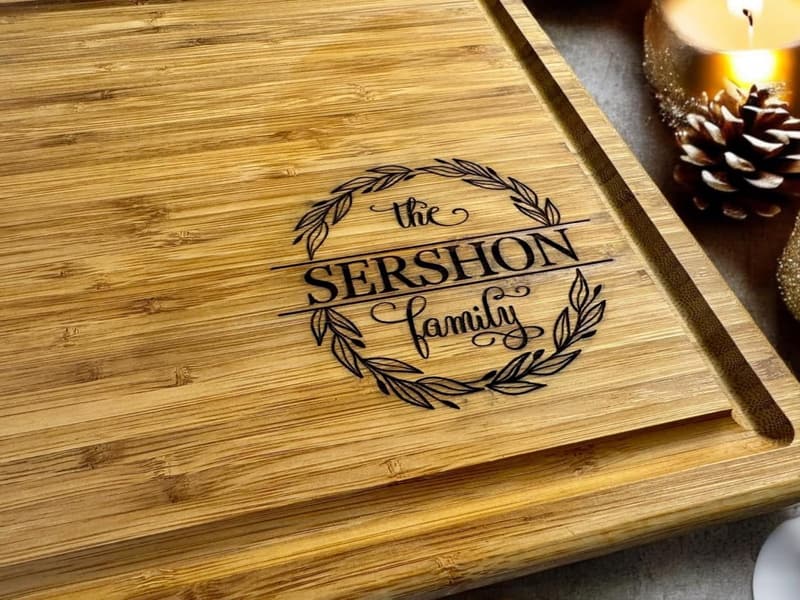 Personalized Bamboo Cutting Board - Engraved Gift for Weddings