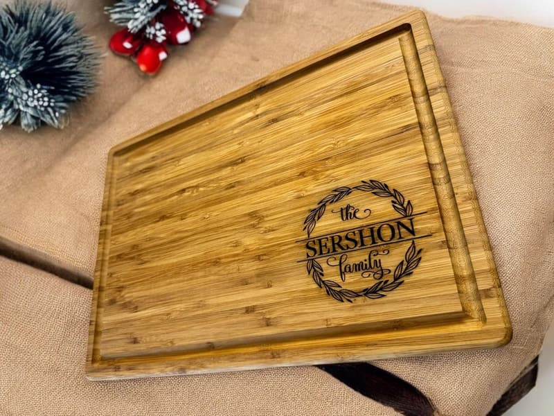Personalized Bamboo Cutting Board - Engraved Gift for Weddings