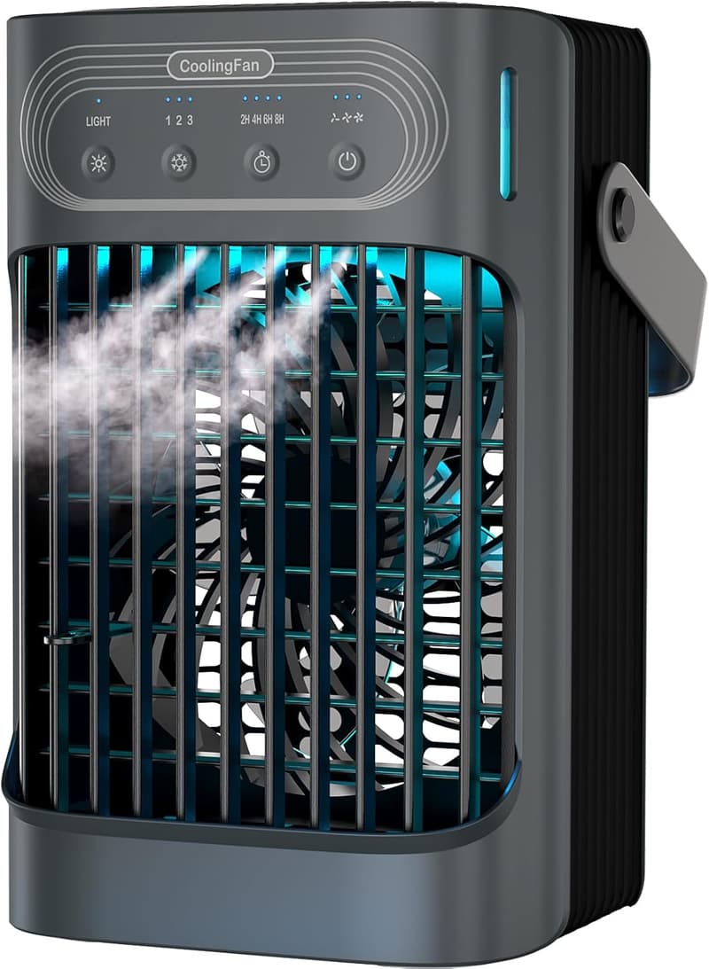 Portable Mini Air Conditioner with 800ml Tank & 120° Oscillation