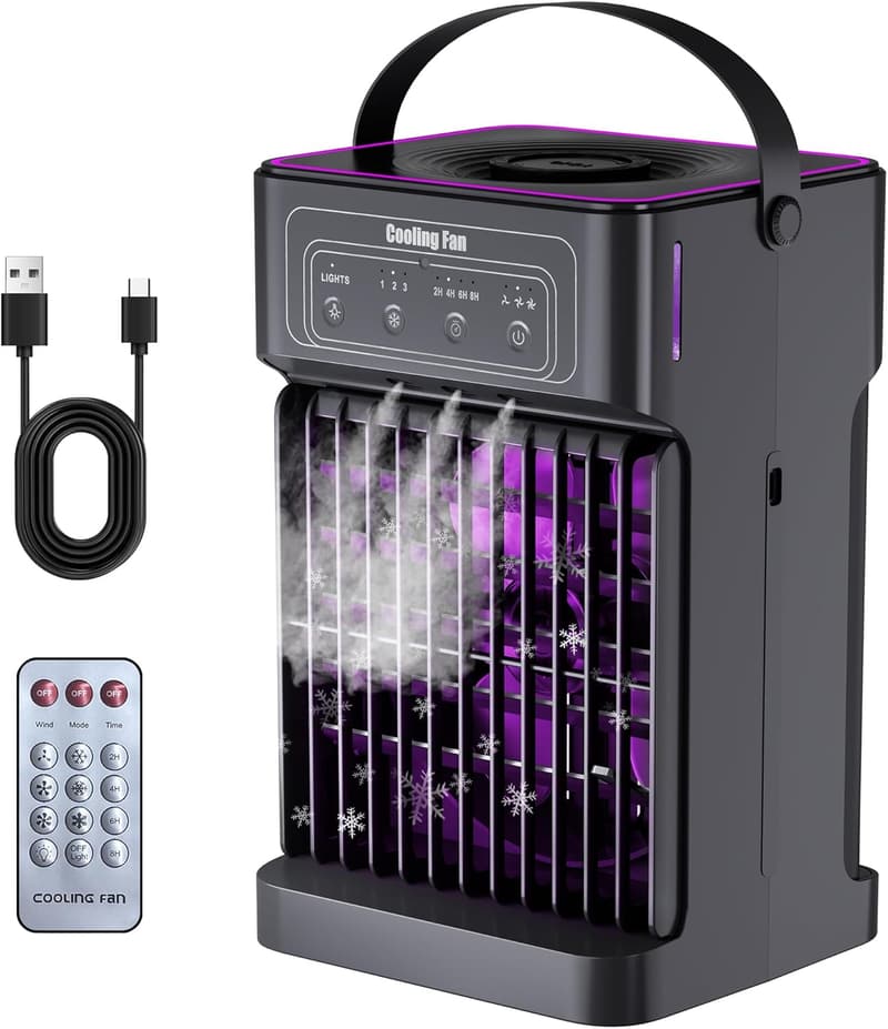 4-IN-1 Portable Air Conditioner with 3 Speeds & Timer