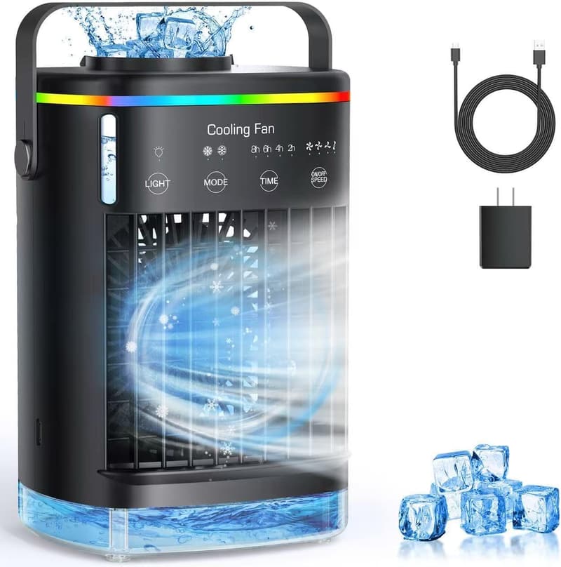 Portable Air Conditioner - Mini Evaporative Cooler with Timer