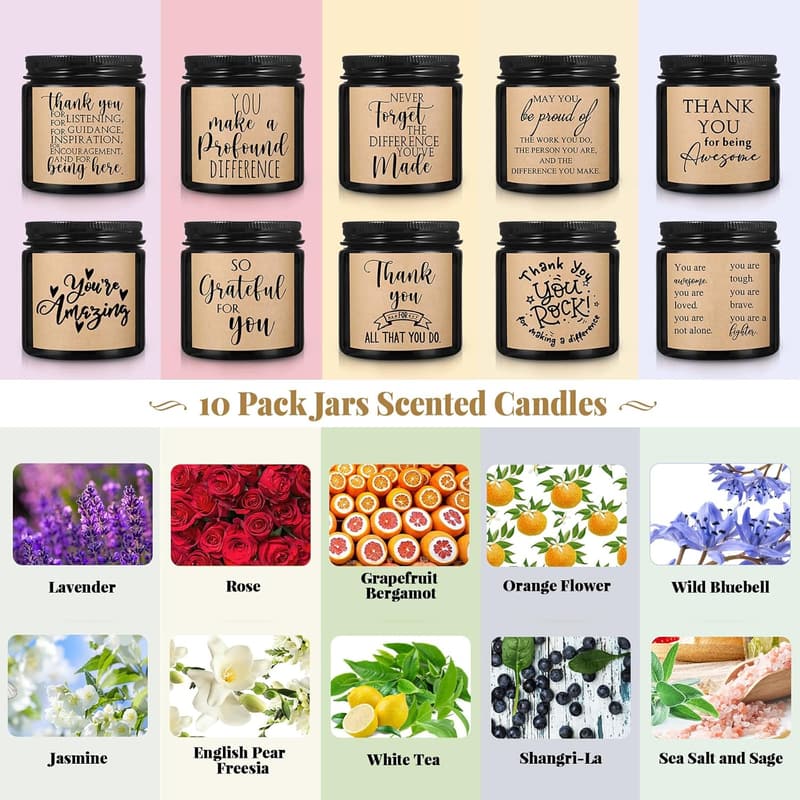 Employee Appreciation Gift: 10 Bulk Soy Wax Thank You Candles