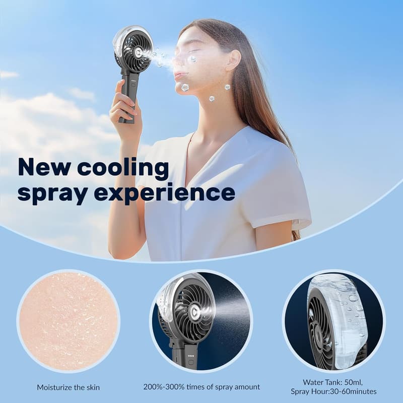 Rechargeable Handheld Misting Fan with 50ml Water Tank