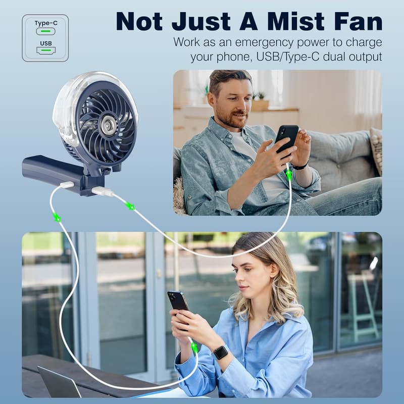 Rechargeable Handheld Misting Fan with 50ml Water Tank