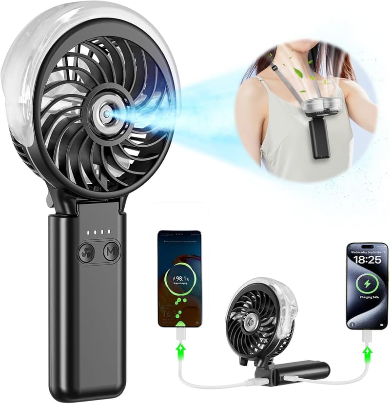 Portable Rechargeable Misting Fan for Outdoor Travel