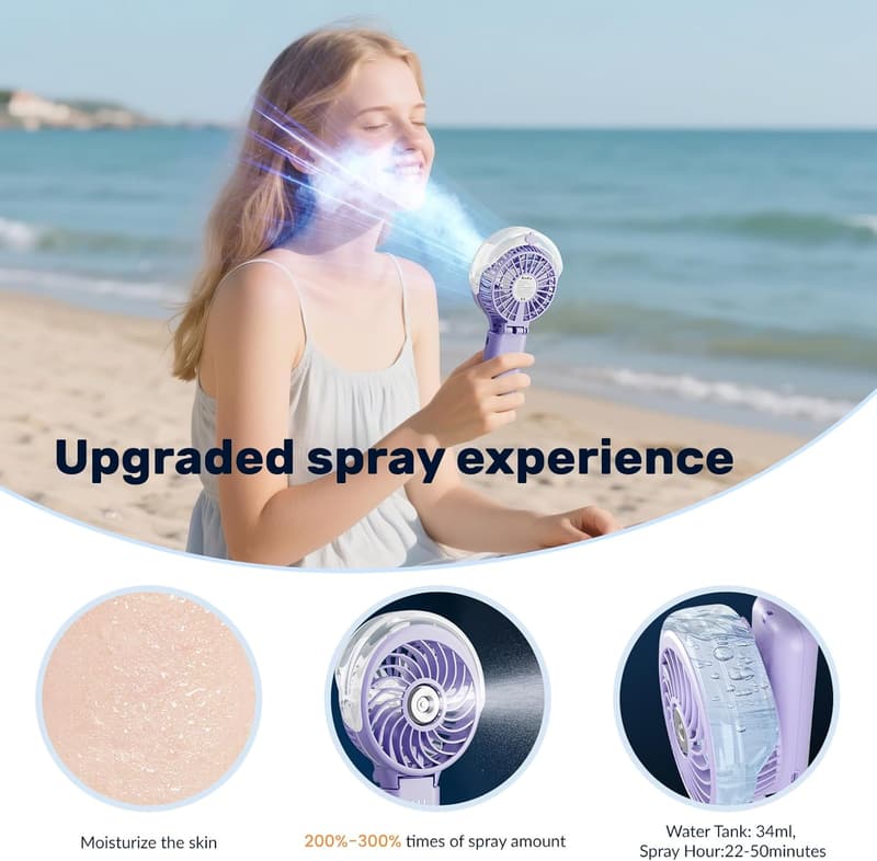 Portable Rechargeable Misting Fan for Outdoor Travel
