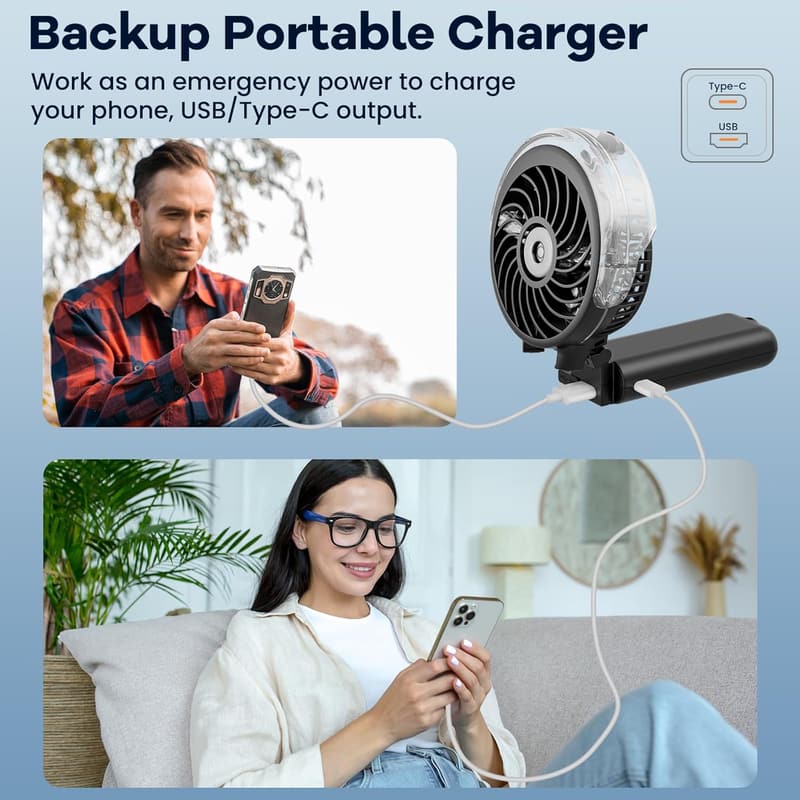 Portable Rechargeable Misting Fan for Outdoor Travel