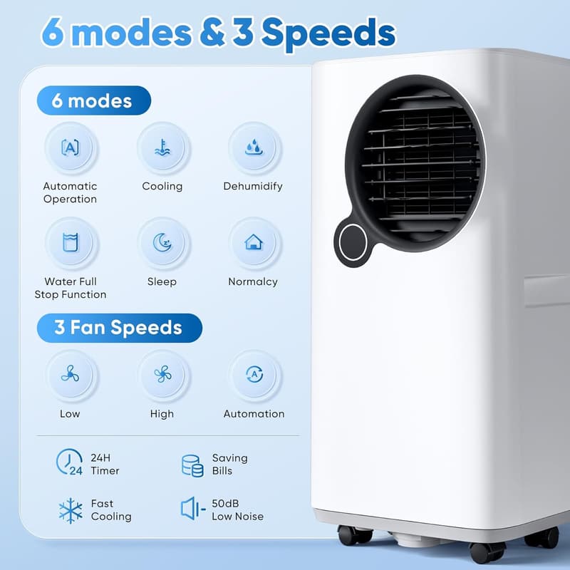 16000 BTU Smart Portable Air Conditioner with Remote Control