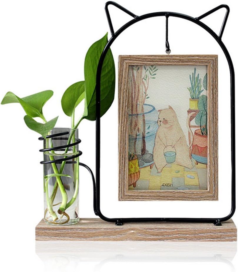 Wedding Double-Sided Black Cat Head Picture Frame with Vase