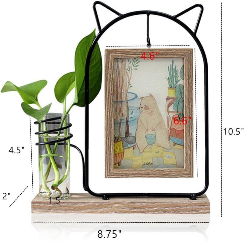 Wedding Double-Sided Black Cat Head Picture Frame with Vase