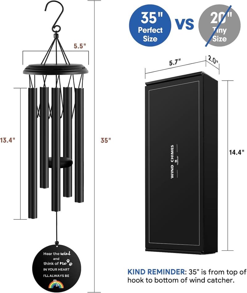 Pet Memorial Wind Chime for Dog Remembrance, 35