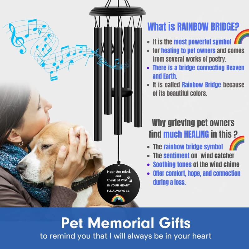 Pet Memorial Wind Chime for Dog Remembrance, 35