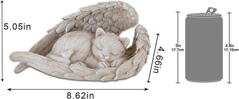 Cat Angel Memorial Statue for Outdoor Garden - Resin Figurine