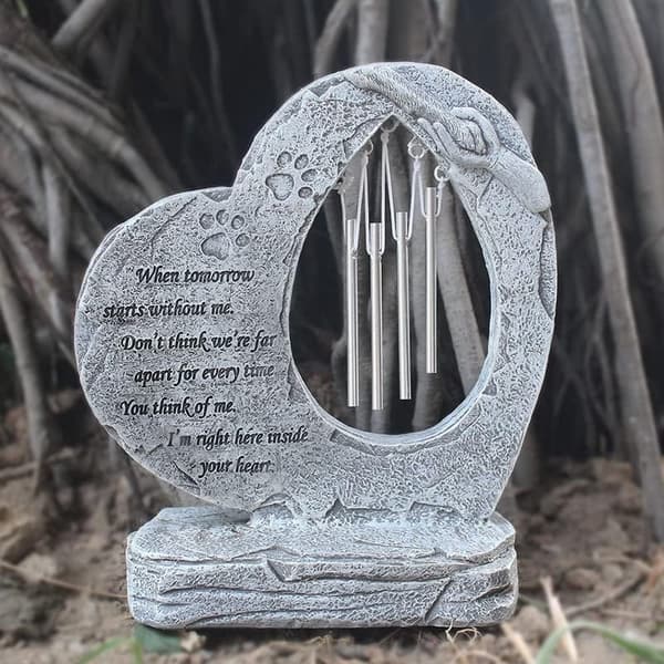 Heartfelt Pet Memorial Stone - Heart-Shaped Paw Print