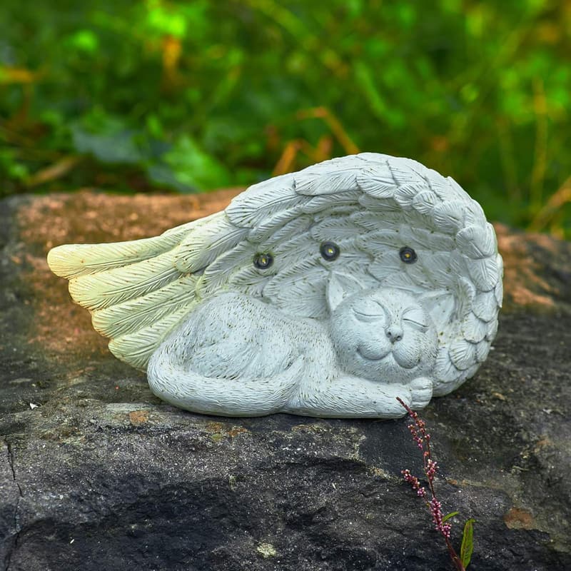 Cat Pet Memorial Stone with Solar Light - Outdoor Sympathy Gift