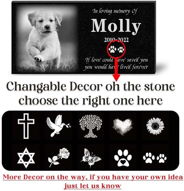 Personalized Black Granite Pet Memorial Stone with Photo
