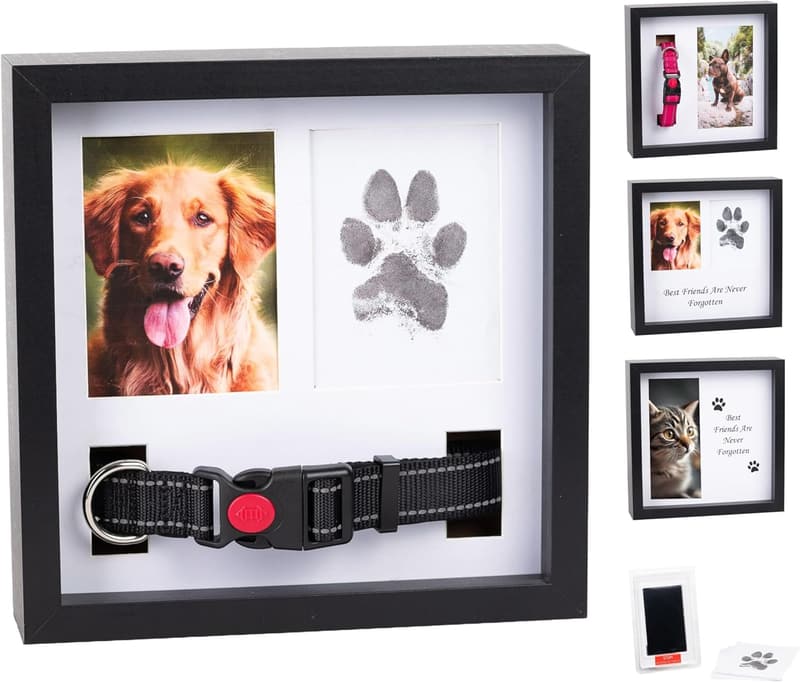 Pet Memorial Frame with Customizable Displays and Paw Print Kit