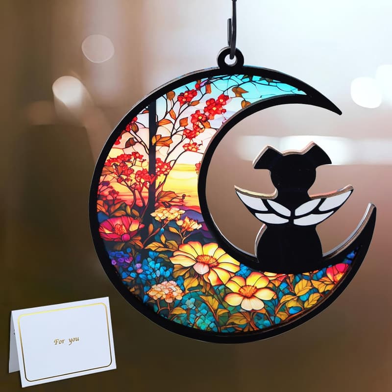 Dog Memorial Suncatcher with Sympathy Card for Pet Loss