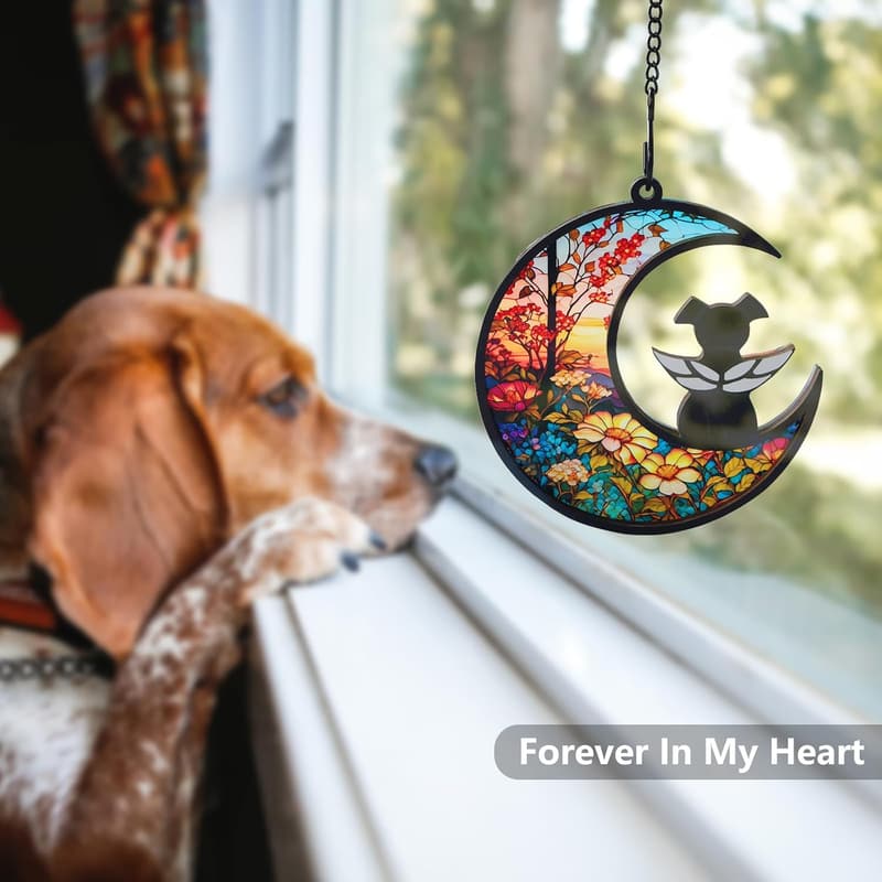 Dog Memorial Suncatcher with Sympathy Card for Pet Loss