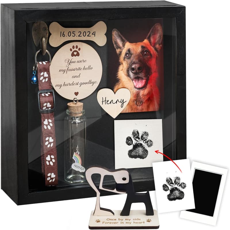 Pet Memorial Shadow Box with Frame & Keepsake Kit