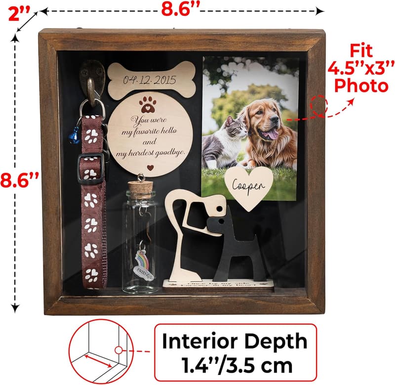 Pet Memorial Shadow Box with Frame & Keepsake Kit